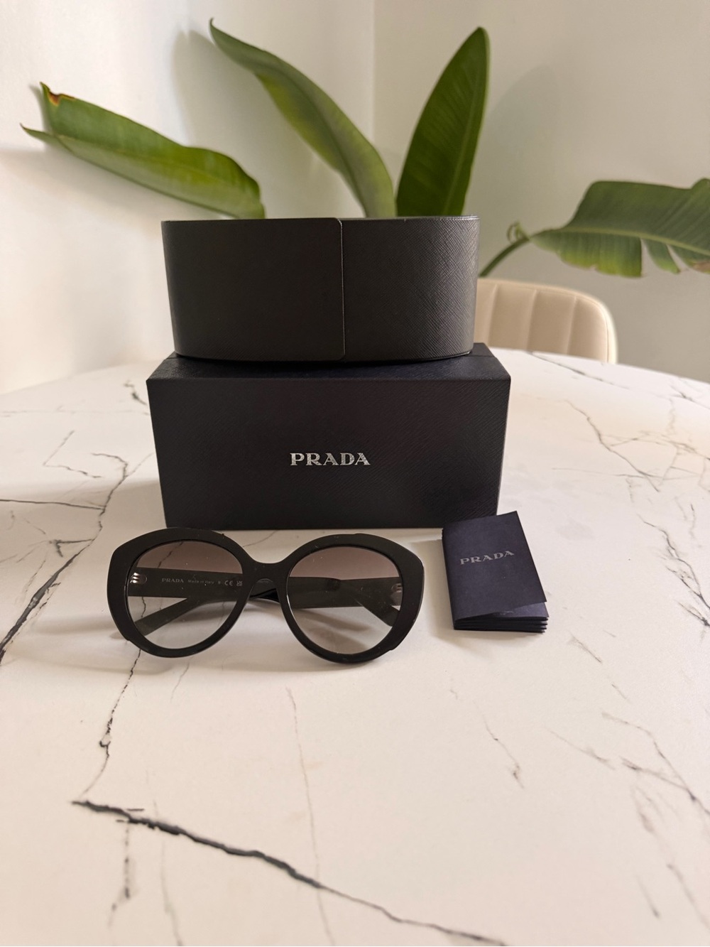 Prada Black Round Gradient Lens Sunglasses